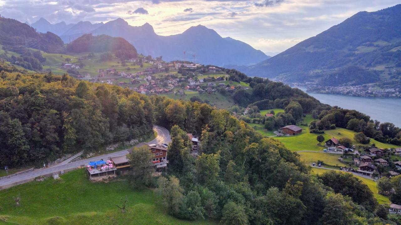 Hotel Cafe Seeblick Filzbach Bagian luar foto