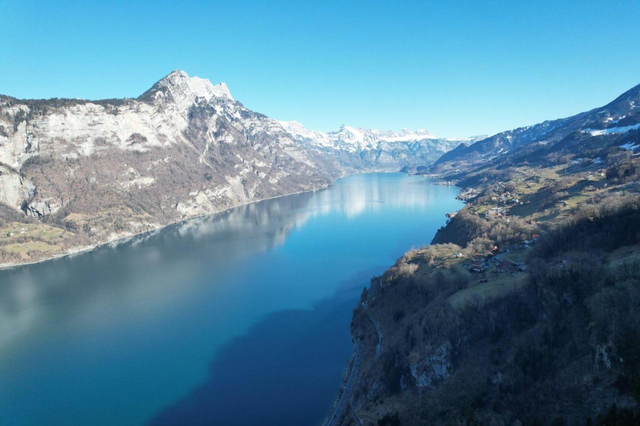 Hotel Cafe Seeblick Filzbach Bagian luar foto